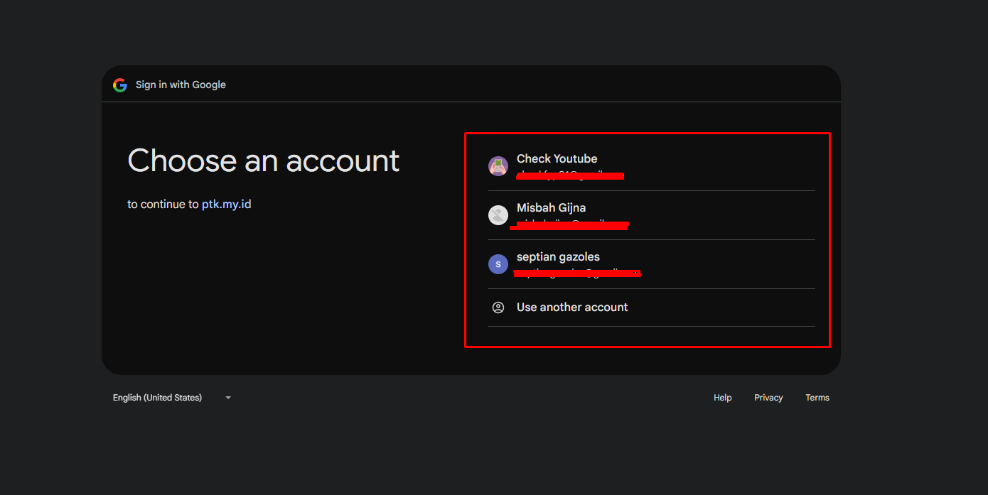 Google Choose an account