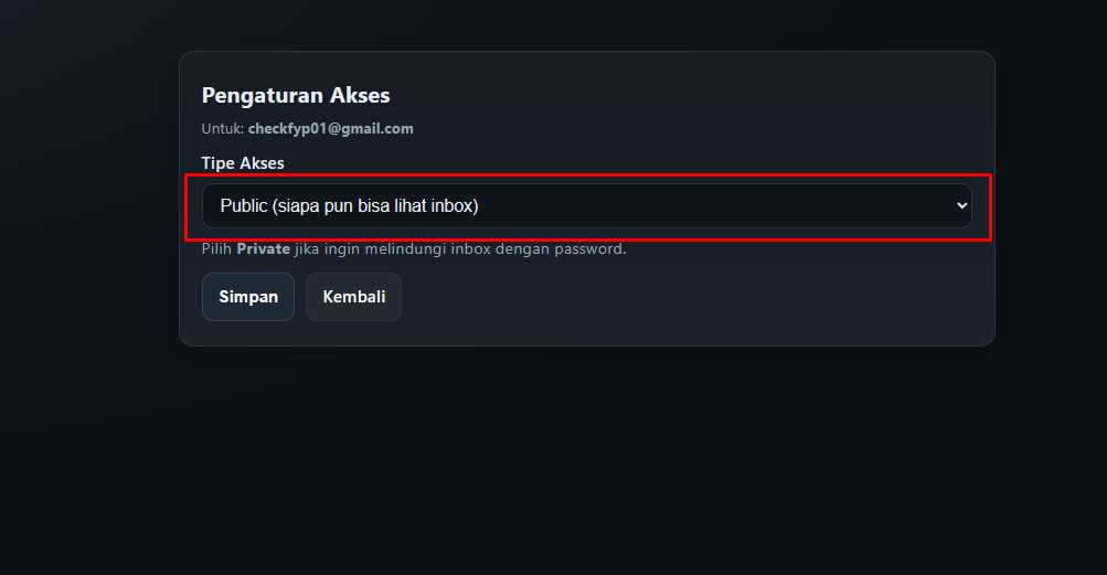 Pengaturan akses - Public
